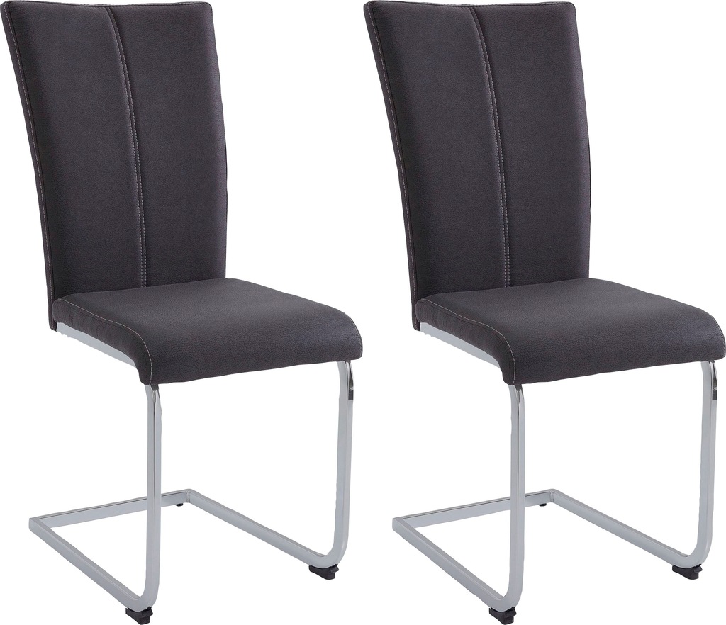 Bild von Home affaire Freischwinger "Nils", (Set), 2 St., Luxus-Microfaser Lederoptik, Stuhl belastbar bis 120 Kg, Gestell Metall im Chrom-Look oder Schwarz