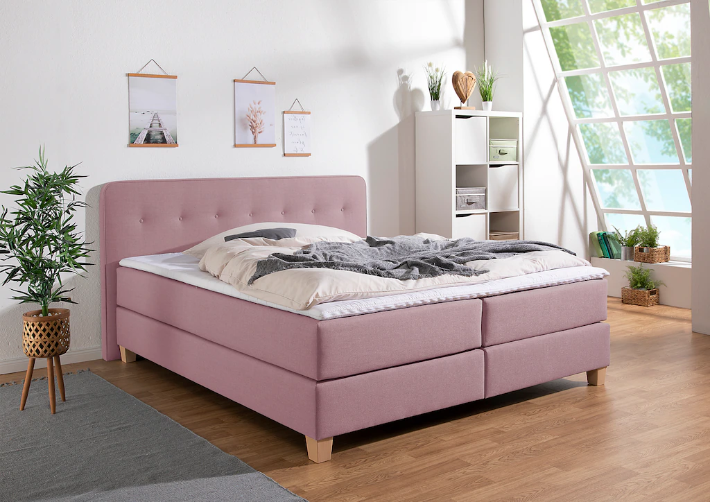 Bild von Home affaire Boxspringbett "Fargo", in Überlänge 220 cm, mit Topper, 3 Ausführungen, 4, Breiten