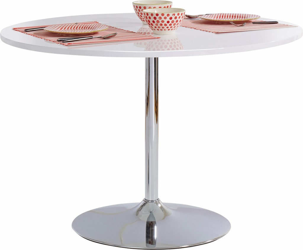 Bild von INOSIGN Esstisch "Trompet", rund, Ø110 cm, Tischplatte weiß Hochglanz, Trompetenfuß, Tulpentisch