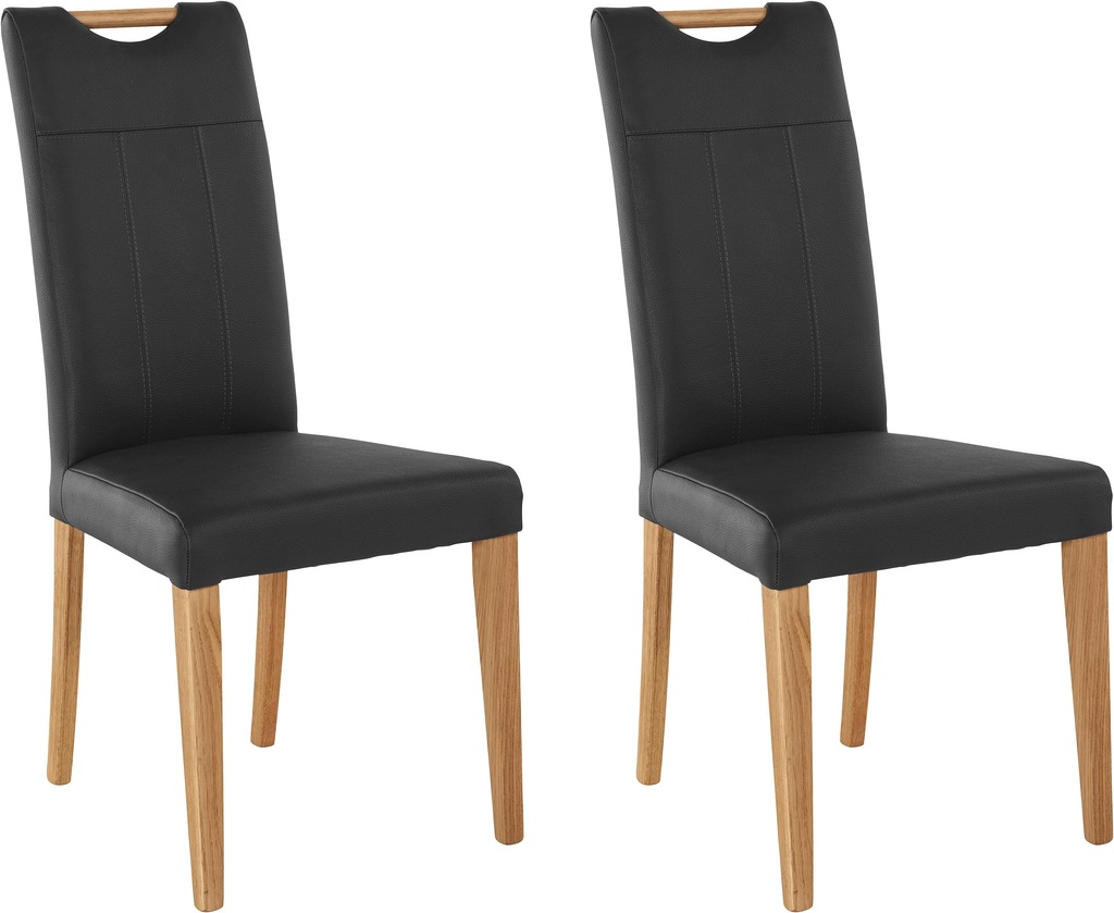 Bild von Home affaire Esszimmerstuhl "Roberta", (Set), 2 St., Echtleder, mit Bezug aus Echtleder und Gestell aus Eiche Massivholz