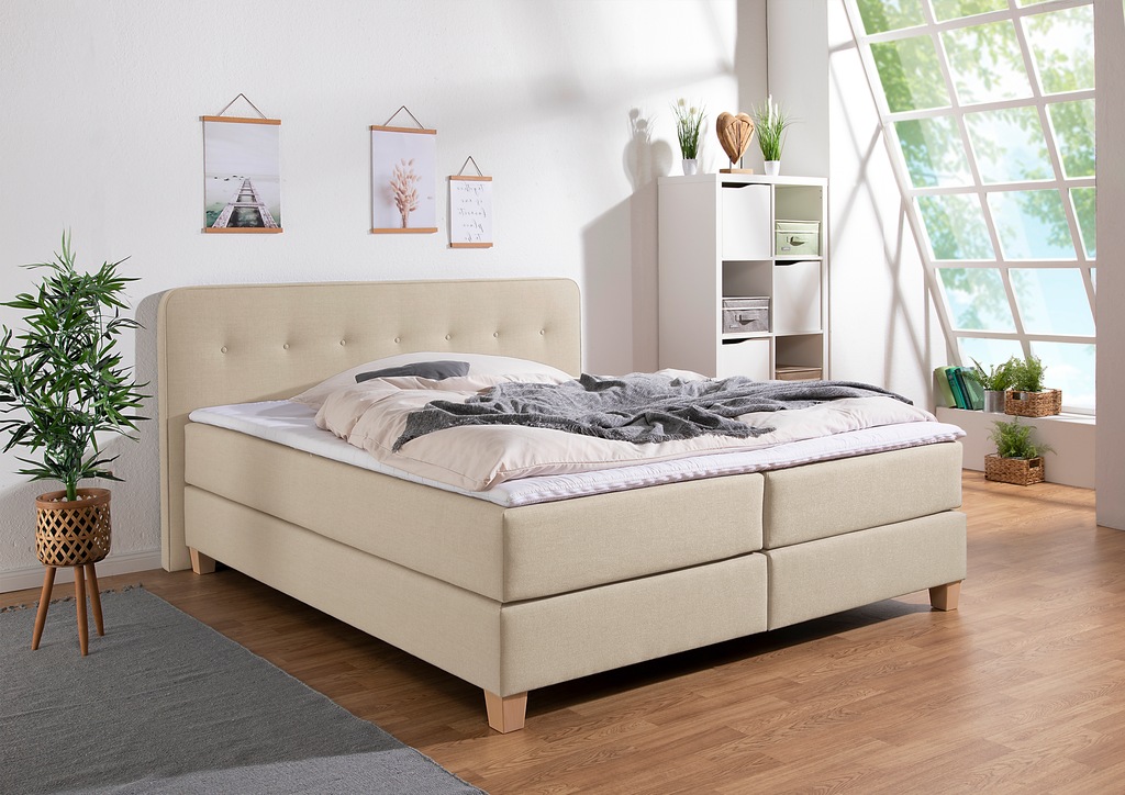 Bild von Home affaire Boxspringbett "Fargo", inkl. Topper, in 3 Matratzenarten, in Samt- oder Strukturstoff