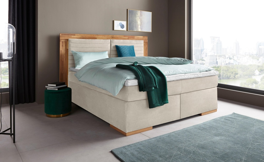 Bild von Places of Style Boxspringbett "Cup", mit Massivholzrahmen, mit Topper, in 2 Härtegraden, in 3 Breiten