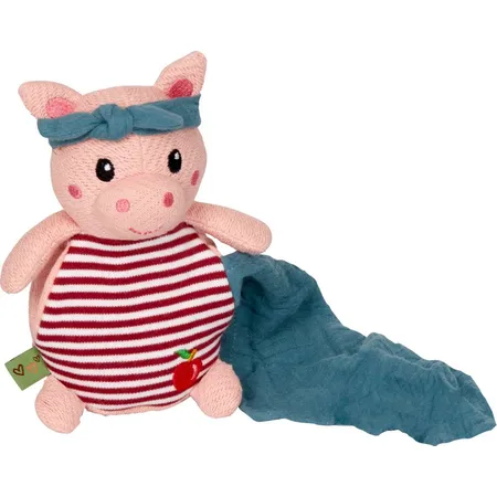 Bild von Kuscheltier Schwein mit Schnuffeltuch, 12 x 18 cm, 100% Baumwolle, Füllung aus recyceltem Polyester