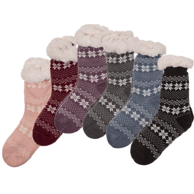 Bild von Hüttensocken Schneeflocke & Punkte  Gr. 36 - 42  in sechs Farben "rosa/ weiß"