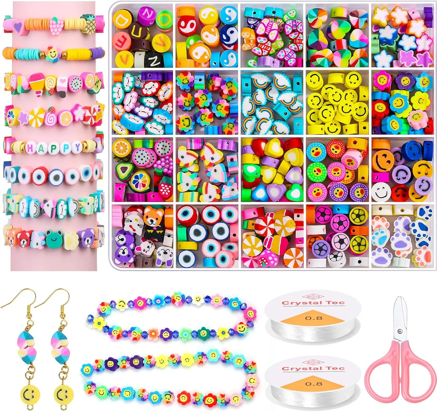 Bild von 403 Stück Polymer Clay Beads Set mit verschiedenen Mustern für Schmuck Basteln und Geschenke