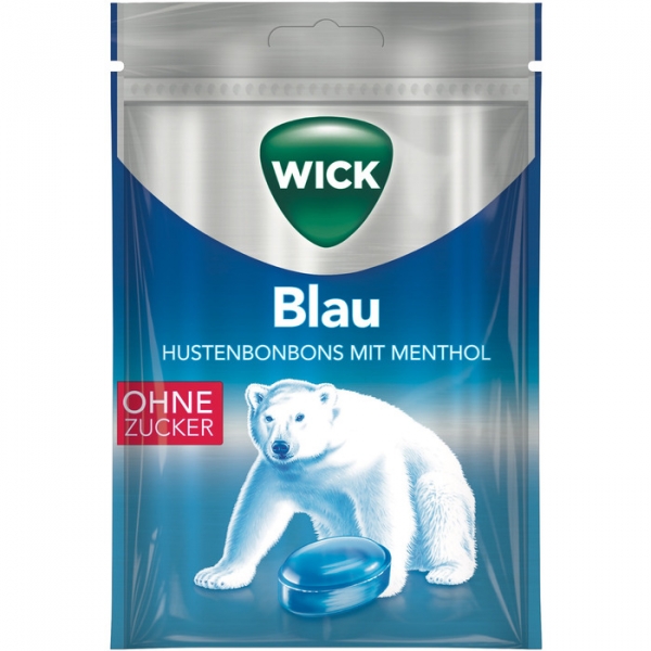 Bild von Wick Blau Menthol Bonbons Ohne Zucker Beutel 72 G Bonbons - Bei Husten