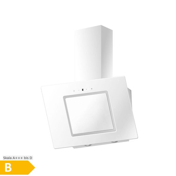 Bild von PKM Schräghaube S26-60BWTY | Kopffreihaube | Dunstabzugshaube | Glas | weiß | Touch Control mit Display | Abluft | Umluft