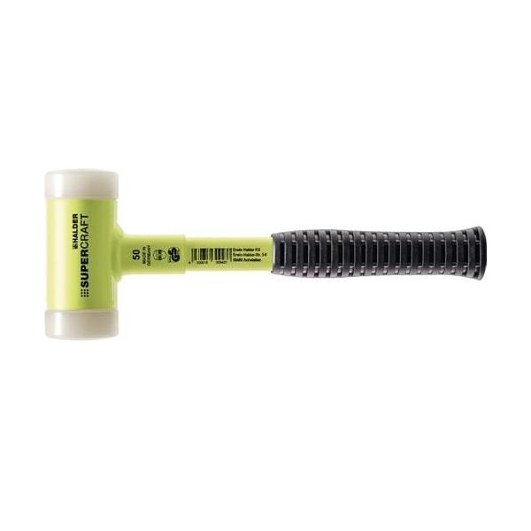 Bild von Supercraft Schonhammer, mit bruchsicherem Stahlrohrstiel, gelb-fluoreszierend beschichtet und ergonomisch geformtem, rutschsicherem Griff | D=50 mm | 3377.150