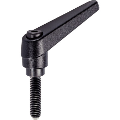 Bild von HALDER - Verstellbare Klemmhebel, mit Andrückschraube/mit Kunststoff-Druckzapfen | d1=18 mm / d2=M8 / l1=40 mm / schwarz | 24410.0374