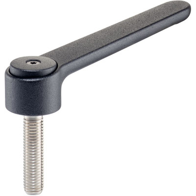 Bild von HALDER - Verstellbare Flachspannhebel, mit Schraube, rostfreier Stahl | d1=32 mm / d2=M10 / l1=20 mm / schwarz | 24441.0650
