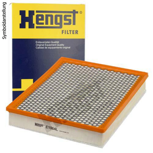 Bild von HENGST - Luftfilter E1064L - Luft-Filtereinsatz für KFZ - Hochwertiger Motorluftfilter für Otto- oder Dieselmotor - Schutz für Motoren - Wasserbeständig