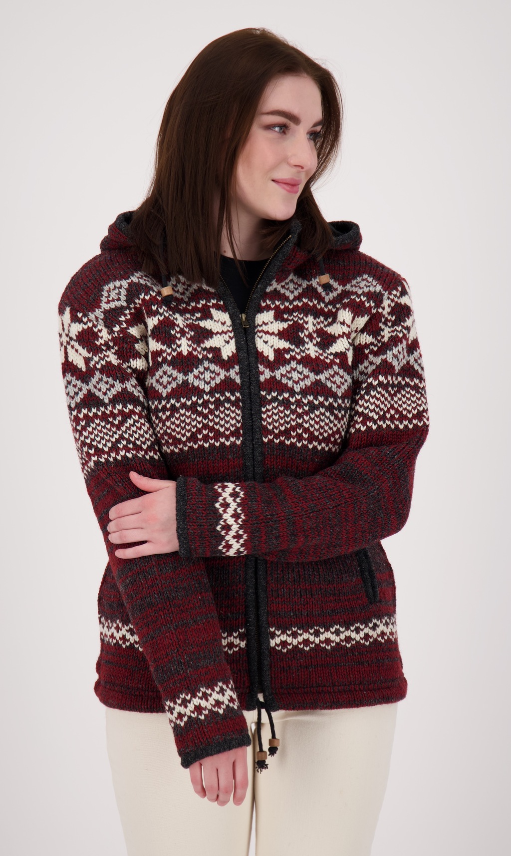 Bild von DEPROC Active Strickfleecejacke "ANNAPURNA", mit Kapuze und weichem Fleece gefüttert