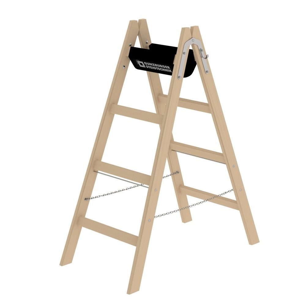 Bild von MUNK Günzburger Steigtechnik - Stehleiter 2x4 Sprossen, Pinie, einseitig begehbar, H 1230mm, B 500mm