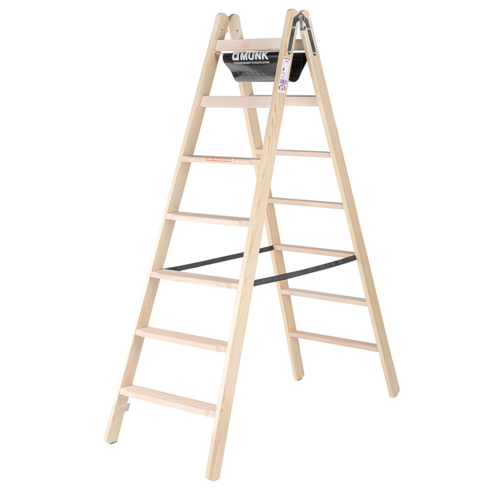 Bild von Günzburger Steigtechnik Stufen-Stehleiter beidseitig begehbar Holz 2x7 Stufen