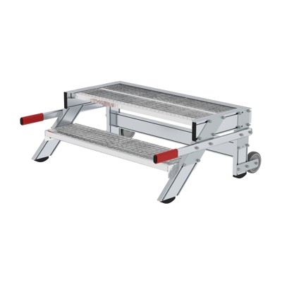 Bild von Günzburger Steigtechnik MUNK 50438 Aluminium Treppe fahrbar Arbeitshöhe (max.): 2.4m Silber 33kg