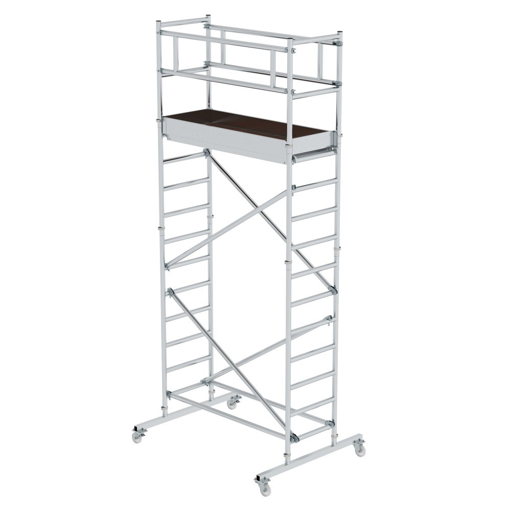 Bild von Günzburger Steigtechnik MUNK 166320 Aluminium Gerüst fahrbar Arbeitshöhe (max.): 5.2m Silber 90kg
