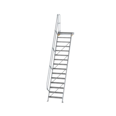 Bild von Günzburger Steigtechnik Treppe mit Plattform 60° Stufenbreite 800 mm 15 Stufen Aluminium geriffelt