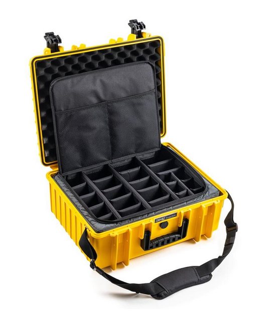 Bild von B&W International B&W Transportkoffer Outdoor Typ 6000 - Gelb - mit Fototasche - wasserdicht nach IP67 Zertifizierung, staubdicht, bruchsicher und unverwüstlich