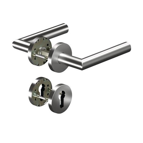 Bild von Ogro, Türgriff + Fenstergriff, Rosettengarnitur CORE8906 8mm / 6501 / 6612 PZ ER Edelstahl ER rund PZ DIN links / rechts D/D (Türgriff)