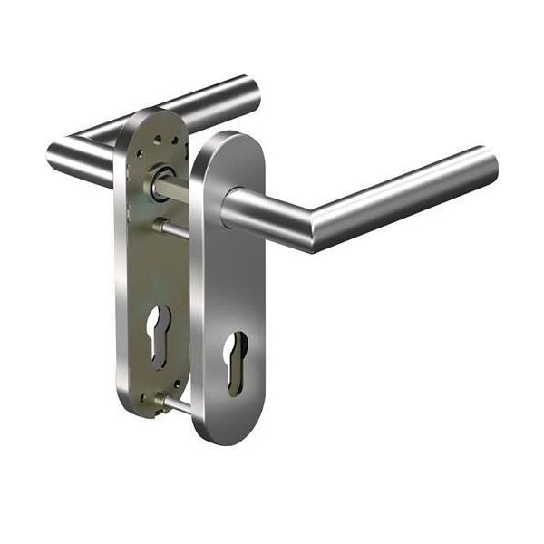 Bild von Ogro, Türgriff + Fenstergriff, Kurzschildgarnitur CORE 8906 8 mm / 7051K WC 78MM Edelstahl ER WC abgerundet Drückergarnitur (Türgriff)