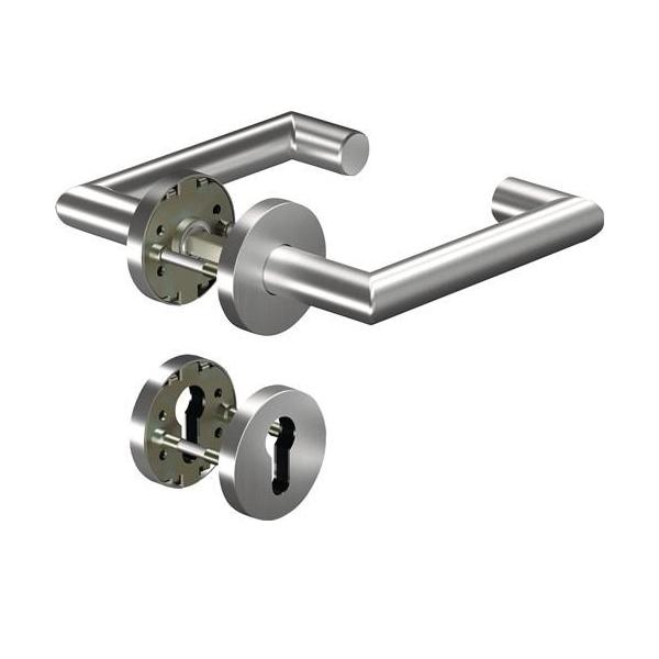 Bild von Ogro, Türgriff + Fenstergriff, Feuerschutzgarnitur 8907/6501/6612 Edelstahl ER D/D für Türstärke 38 - 63 mm PZ rund DIN links /... (Türgriff)
