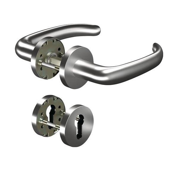 Bild von Ogro, Türgriff + Fenstergriff, Rosettengarnitur CORE8999 8mm / 6501 / 6612 PZ AL Aluminium F1 U-Form PZ DIN links / rechts D/D (Türgarnitur)