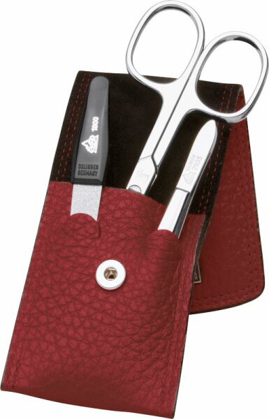 Bild von Erbe Collection dreiteiliges Manicure Set im Lederetui, rot 10,5 x 5,0 cm