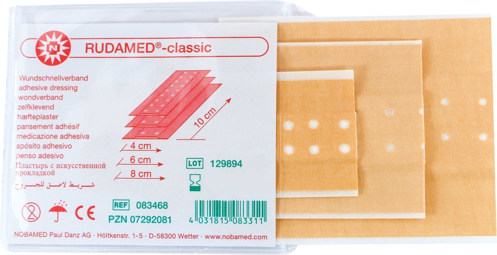 Bild von Noba Rudamed-classic Wundpflaster in Sortimentstasche 3 Pflaster in Größen 10 cm, 10 cm & 10 cm