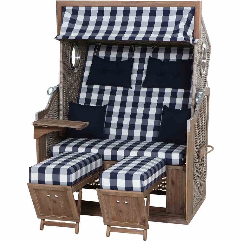 Bild von deVries Strandkorb greenline135xl, BxTxH: 130x80x165 cm, Halblieger, Ostsee-Modell, aus 100 % FSC® Akazienholz