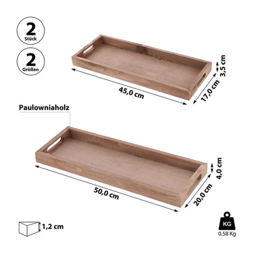 Bild von CEPEWA Dekotablett Holztablett 2er Set – Natürlich und Vielseitig