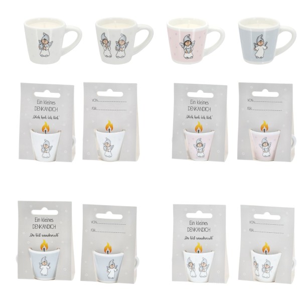Bild von Mini Tasse Schutzengel mit Kerze in vier Ausführungen "rosa/mit einem Engel"