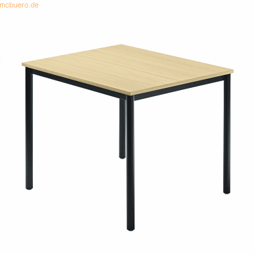 Bild von HAMMERBACHER Konferenztisch Besprechungstisch 800x800mm Ahorn Fuß Rundrohr schwarz
