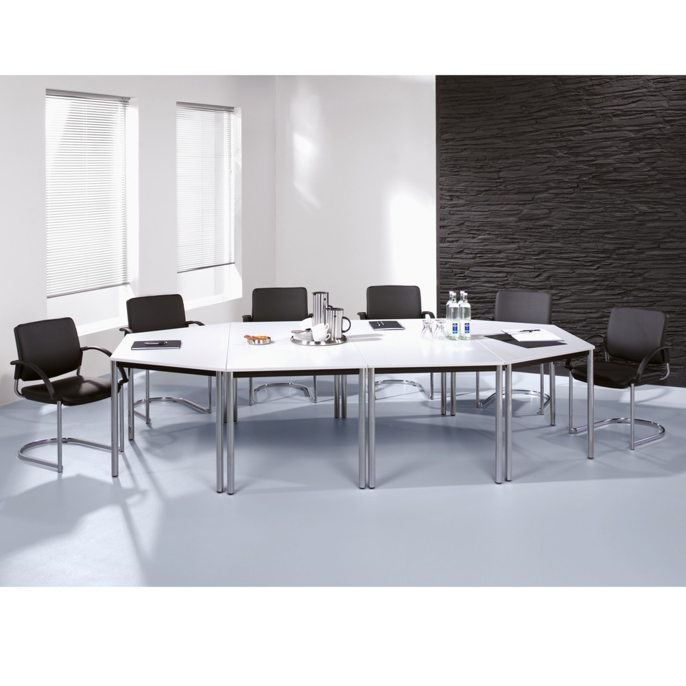 Bild von HAMMERBACHER Konferenztisch Besprechungstisch 1600x800mm Grau Fuß Rundrohr schwarz