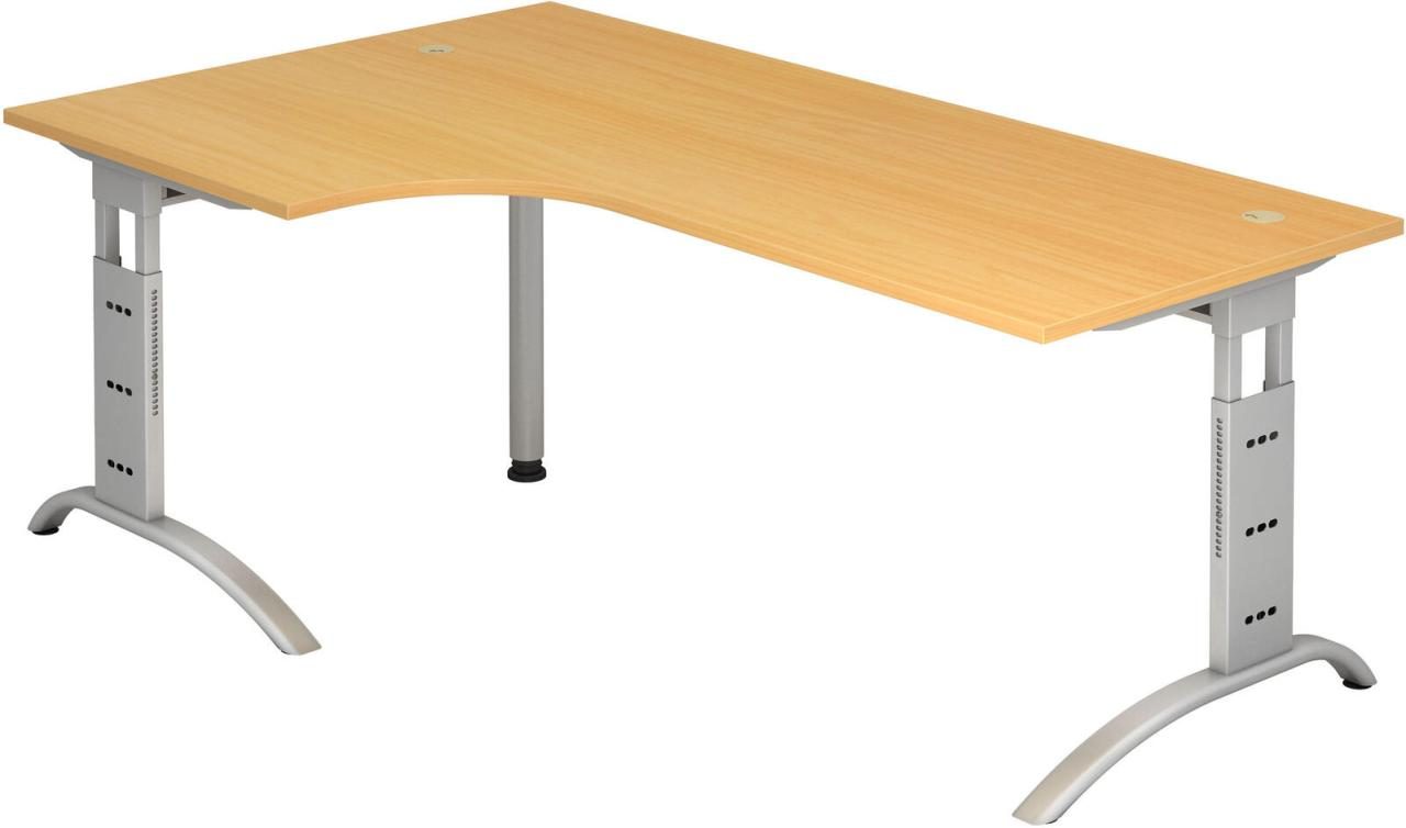 Bild von HAMMERBACHER Schreibtisch Schreibtisch 200x120cm höhenverstellbar bis 85cm 90 Grad Buche