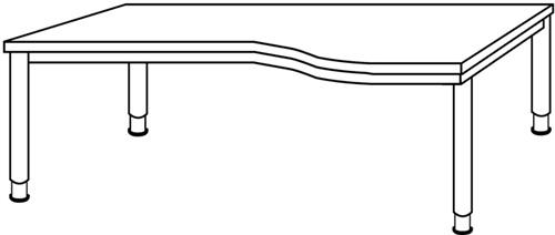 Bild von HAMMERBACHER Orbis höhenverstellbarer Schreibtisch lichtgrau L-Form, 5-Fuß-Gestell silber 200,0 x 80,0/120,0 cm