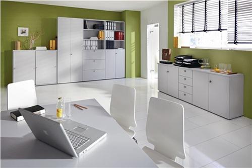Bild von Schrank H2156xB800xT420mm, weiß 6 OH 3 Hängeregistraturen Chromgriff