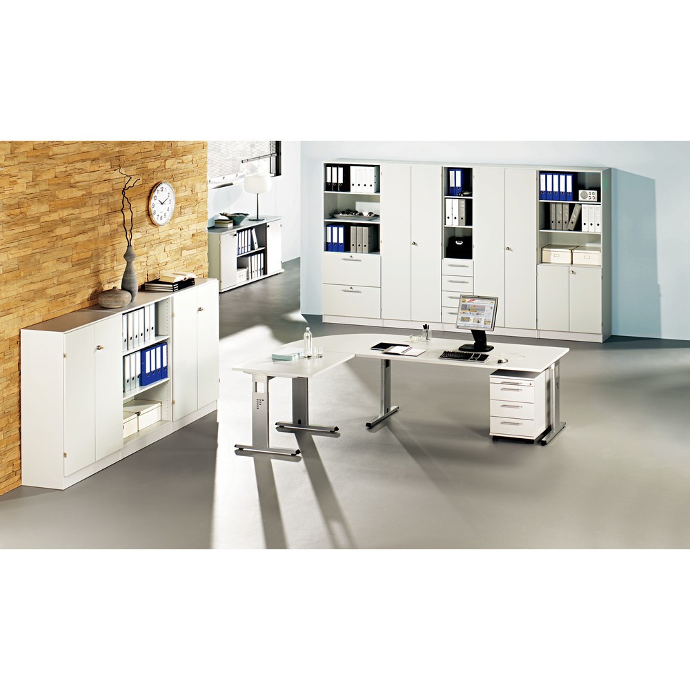 Bild von HAMMERBACHER Aktenregal Regal 5 OH 80x42x200,4cm 2HR Sockelblende Griff RE Grau/Grau