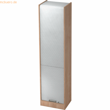 Bild von HAMMERBACHER Aktenschrank Rollladenschrank Solid 5OH BxTxH 50x40x200,4cm Griff SG Nussbaum/Silb.