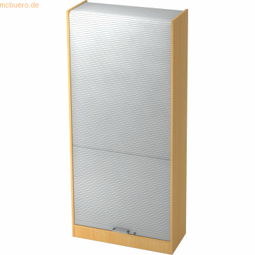 Bild von HAMMERBACHER Aktenschrank Rollladenschrank Solid 5OH BxTxH 90x40x200,4cm Griff CE Buche/Silber.