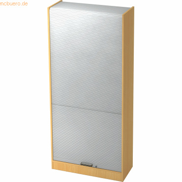 Bild von HAMMERBACHER Aktenschrank Rollladenschrank Solid 5OH BxTxH 90x40x200,4cm Griff SG Buche/Silber.