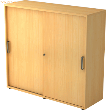 Bild von HAMMERBACHER Aktenschrank Schiebetürenschrank Serie 9 3OH BxTxH 120x40x110cm Griff SG Buche/Buc.