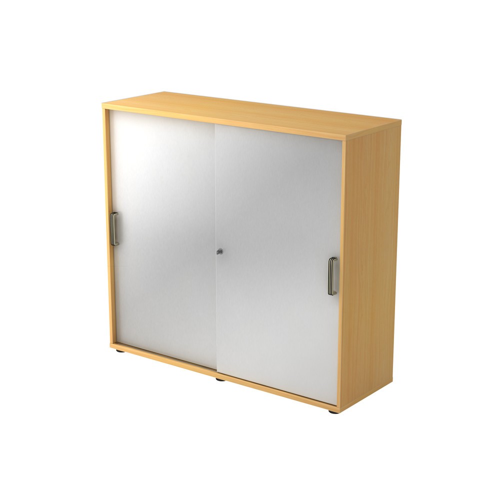 Bild von HAMMERBACHER Aktenschrank Schiebetürenschrank Serie 9 3OH BxTxH 120x40x110cm Griff SG Buche/Sil.