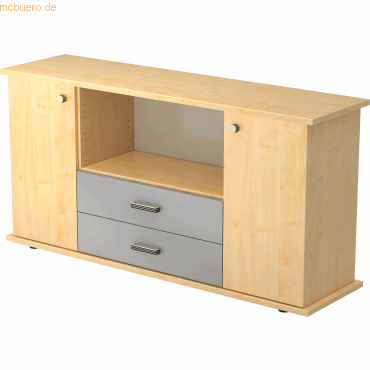 Bild von HAMMERBACHER Aktenschrank Sideboard SB 2OH 2 Schübe BxTxH 166,1x44,8x84cm Griff SG Ahorn/Ahorn.