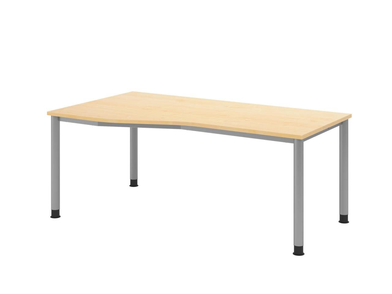 Bild von HAMMERBACHER Schreibtisch Schreibtisch 4-Fuß-rund 180x100/80cm Ahorn/Silber