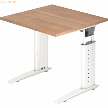 Bild von Hammerbacher Schreibtisch US08 Walnuss, Weiß 800 x 800 x 680 x 680 - 860 mm