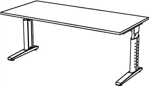 Bild von Schreibtisch Teda H680-860xB1800xT800mm, weiß ger.Form