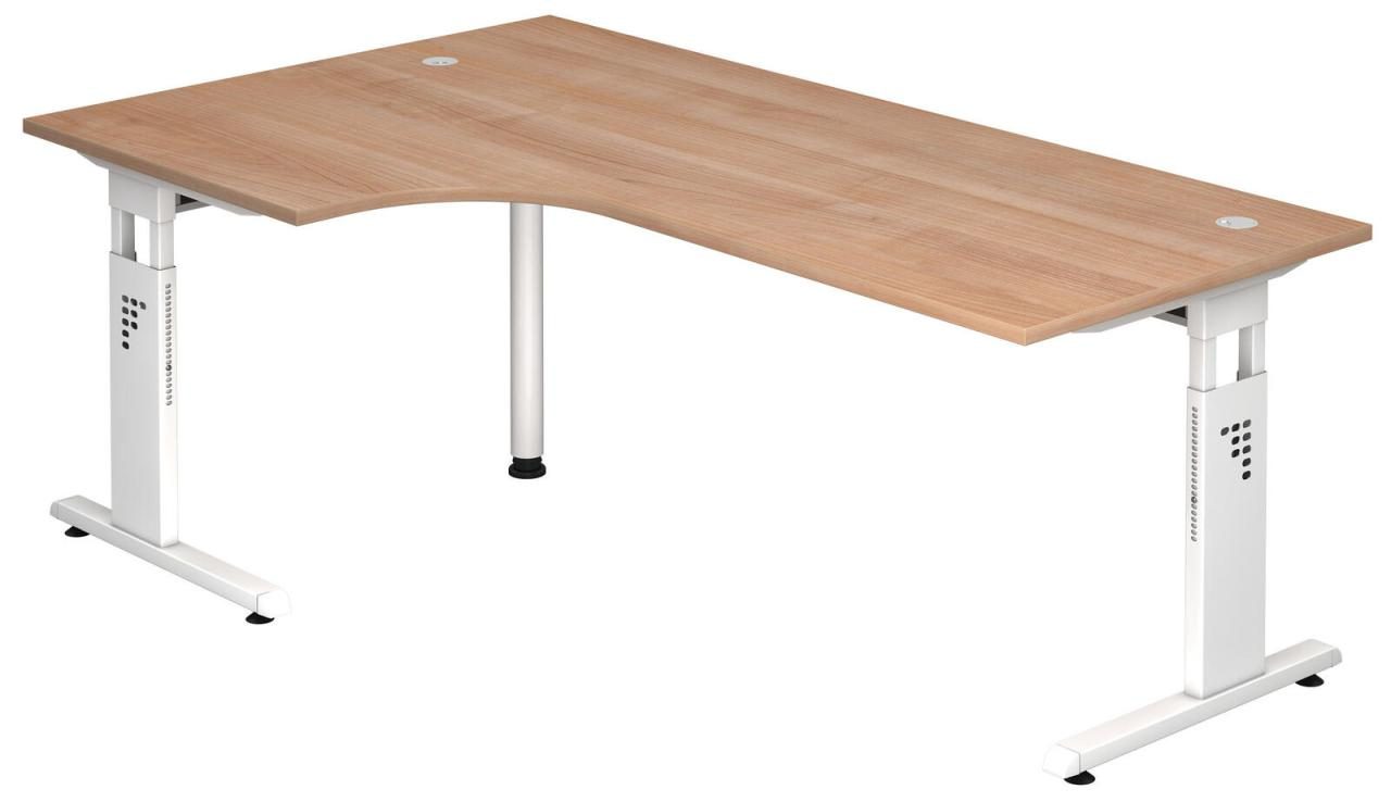 Bild von HAMMERBACHER VOS82/N/W höhenverstellbarer Schreibtisch 65 - 85 cm nussbaum / weiß