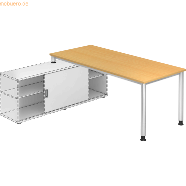 Bild von Schreibtisch Anbauschreibtisch 180x80cm Buche/silber