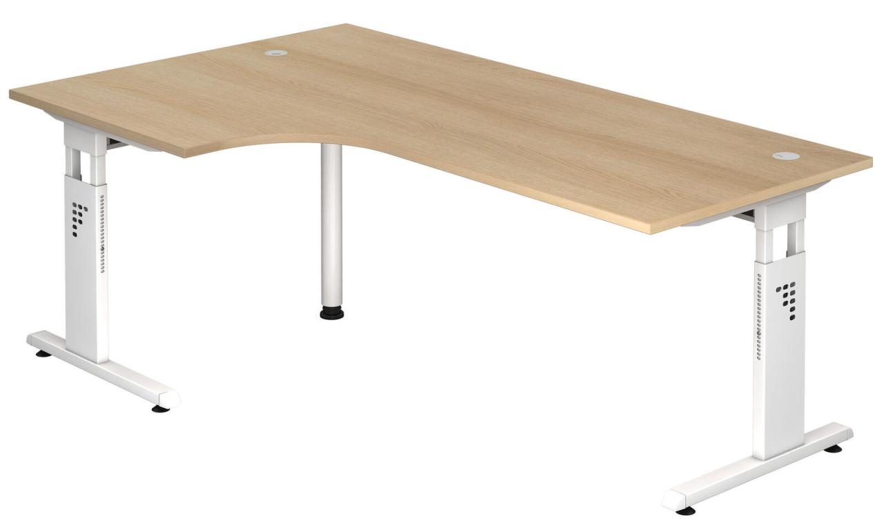 Bild von HAMMERBACHER VOS82/E/W höhenverstellbarer Schreibtisch 65 - 85 cm eiche / weiß