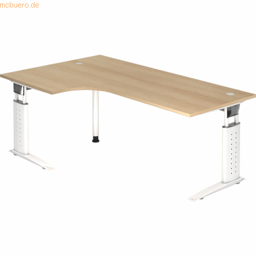 Bild von Hammerbacher VUS82/E/W Schreibtisch US82 Eiche, Weiß 2.000 x 800 x 680 x 680 - 860 mm